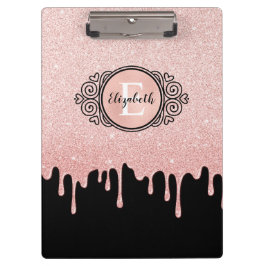 Pranchetas Artista de Glitter Dourado com Rosa preto