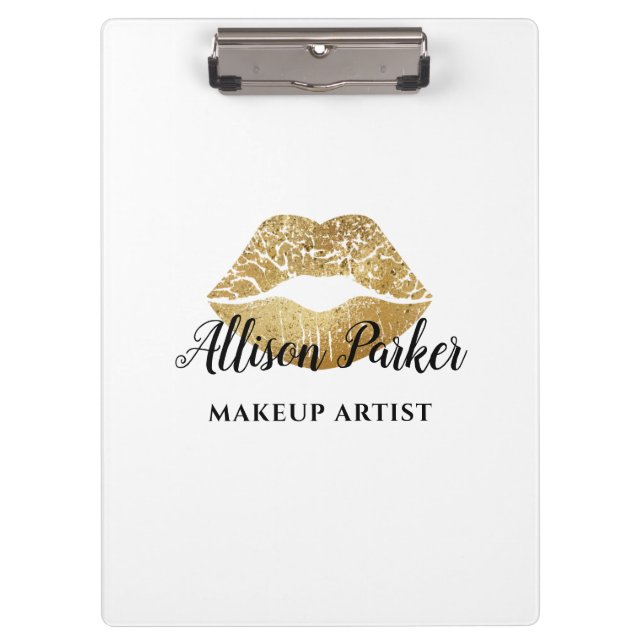 Pranchetas Artista de maquiagem de Lábios Dourados Elegantes (Frente)