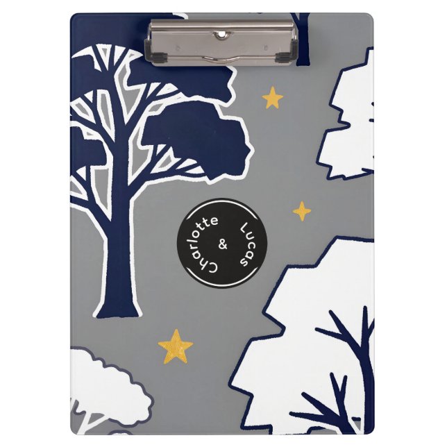 Pranchetas Árvore e Estrela da Floresta Moderna Personalizada (Frente)