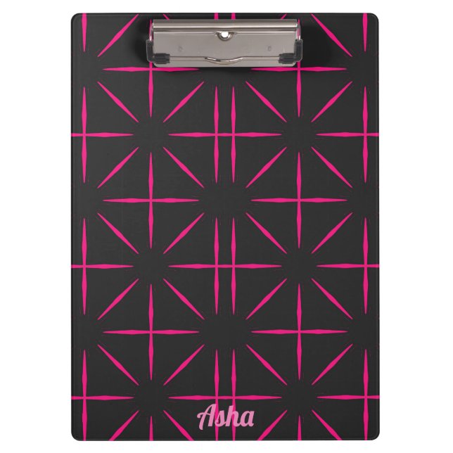 Pranchetas ASHA ~ design preto e rosa (Frente)