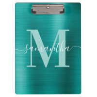 Assinatura Monograma Aqua Teal Shimmer Foil