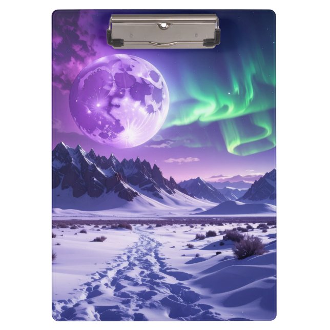 Pranchetas Aurora Peaks – Fantasy Dragon Night Sky Desk Mat (Frente)