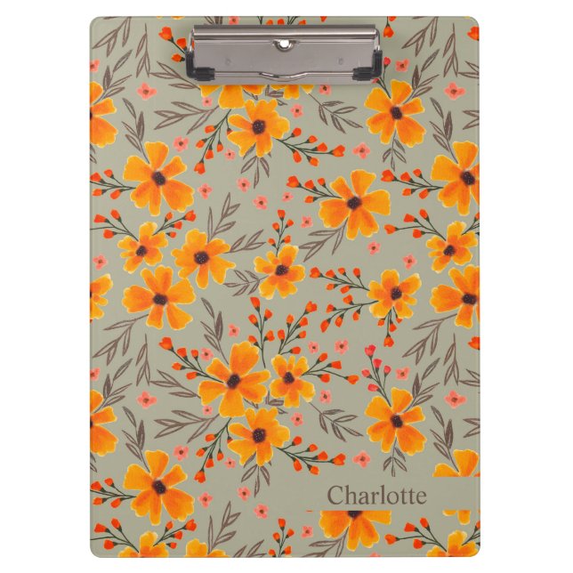 Pranchetas Autumn Fall Floral Pattern Sage Green (Frente)