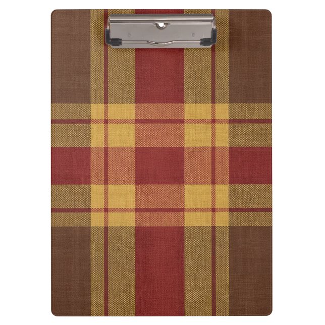 Pranchetas Autumn Plaid Faux Fabric  Clipboard (Frente)
