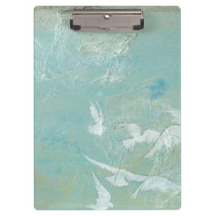 Pranchetas Aves Brancas Voando Através Do Céu Azul