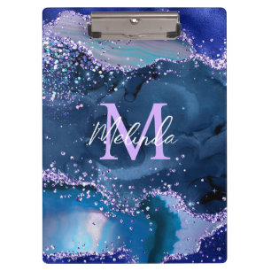 Pranchetas Azul Escuro e Glitter Agate do Oceano Glitter Púrp