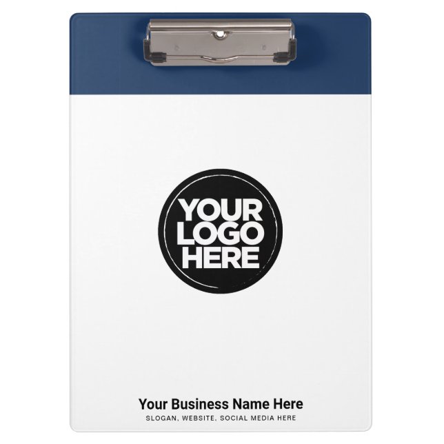 Pranchetas Azul Marinho Seu Logotipo Empresarial, slogan, sit (Frente)