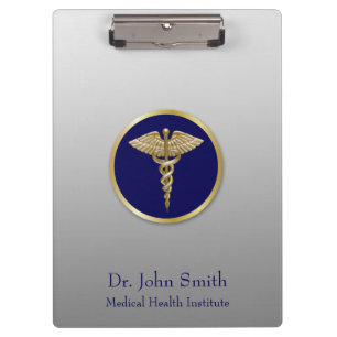 Pranchetas Azul Médico Profissional Dourado