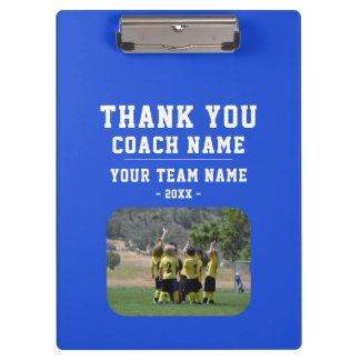 Pranchetas Azul Obrigado Treinador Nome da Equipe Foto