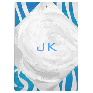 Pranchetas Azul Zebra e Branco com Monograma