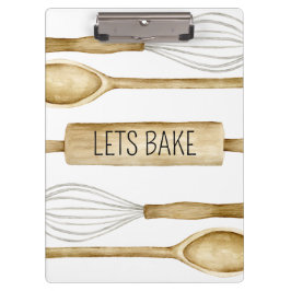 Pranchetas Bakery Watercolor Utensils Kitchen Clipboard