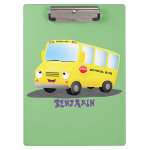 Pranchetas Banda branca e feliz de ônibus escolar amarelo