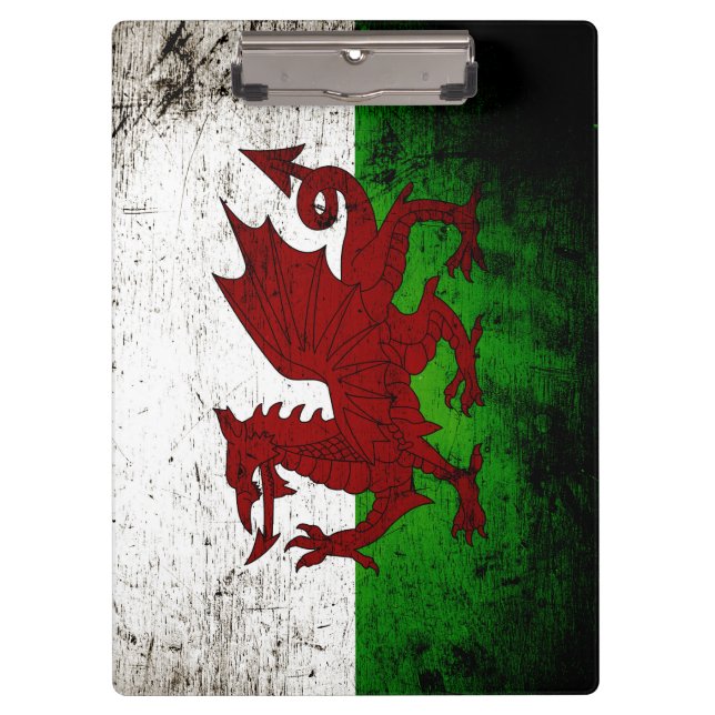 Pranchetas Bandeira preta de Wales do Grunge (Frente)