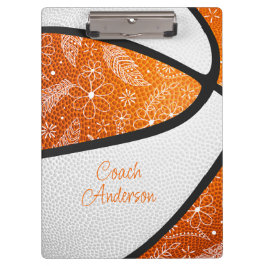 Pranchetas basquete padrão doodle boho laranja branco