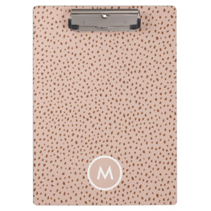 Pranchetas Beige & Boho Terracotta Brown Dots Monograma