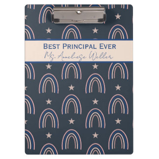 Pranchetas Best Principal Ever Personalized Boho Rainbow