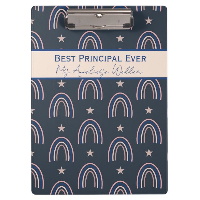 Pranchetas Best Principal Ever Personalized Boho Rainbow (Frente)