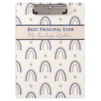 Pranchetas Best Principal Ever Personalized Boho Rainbow