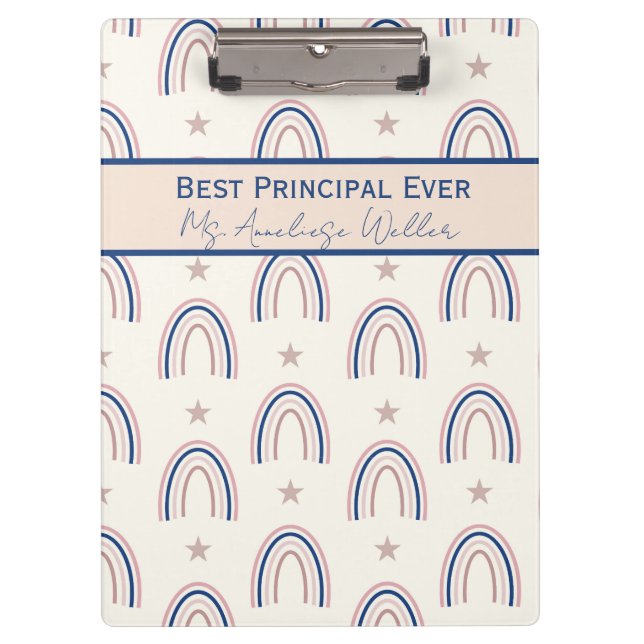 Pranchetas Best Principal Ever Personalized Boho Rainbow (Frente)