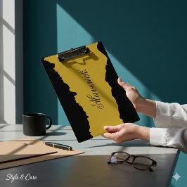Pranchetas Black and M Gold Clipboard with Displayed Name