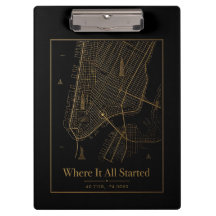 Black Gold Custom City Map Clipboard 