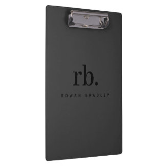 Pranchetas Black & Gray Minimal Monogram Clean Professional