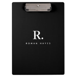 Pranchetas Black White Bold Dot Monogram Modern Minimalist