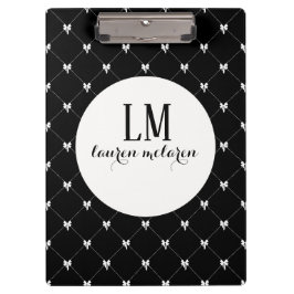 Pranchetas Black & White Bow Monogram