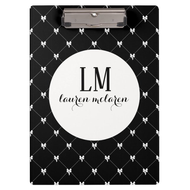 Pranchetas Black & White Bow Monogram (Frente)