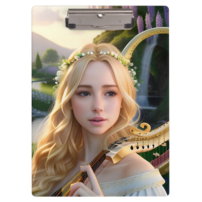 Pranchetas Blona Bela Musa Jogando Harp (Frente)