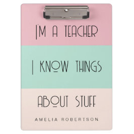 Pranchetas Bloqueio colorido de professor engraçado personali