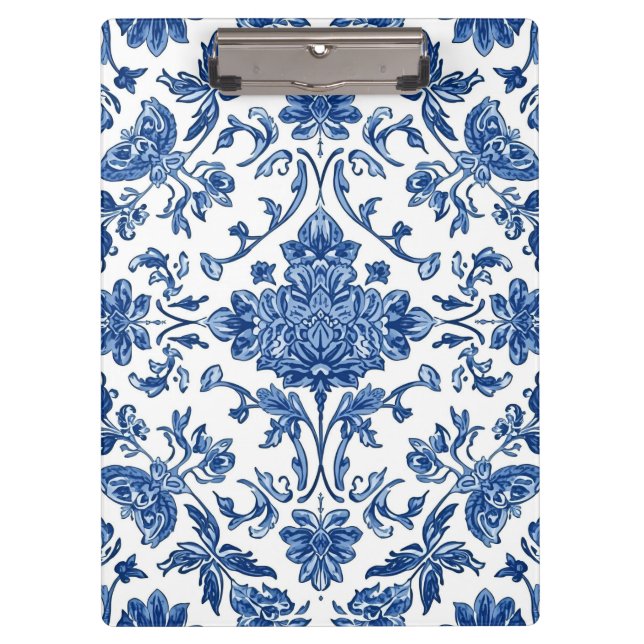 Pranchetas Blue Floral Chinoiserie White Watercolor (Frente)