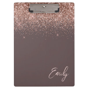 Pranchetas Blush Rosa Dourado Terracota Monograma com Brilho