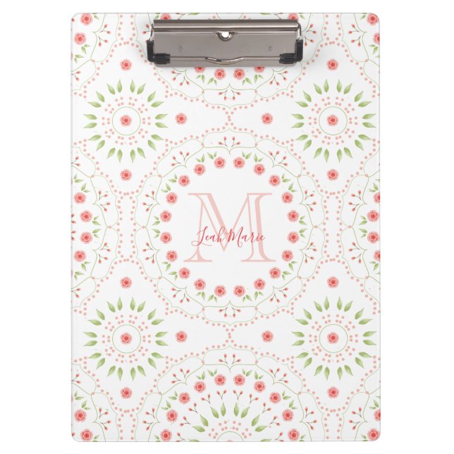 Pranchetas Blush Rosa Mandala Monograma Chic (Frente)