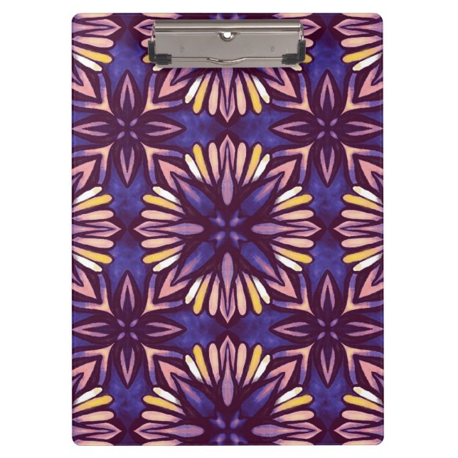 Pranchetas Boho Blossom: Padrão Floral Artístico Roxo (Frente)