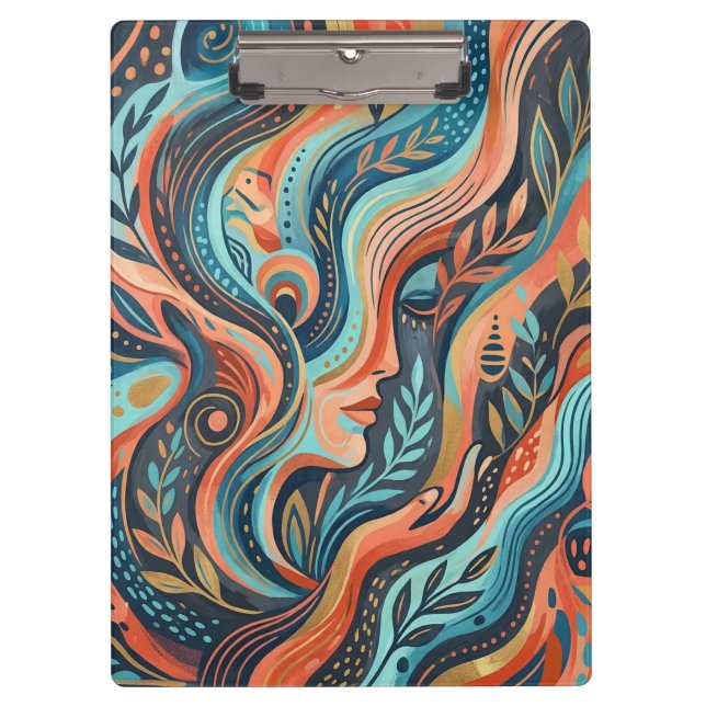 Pranchetas Boho Chic Deusa Espiritual com Folhas   (Frente)