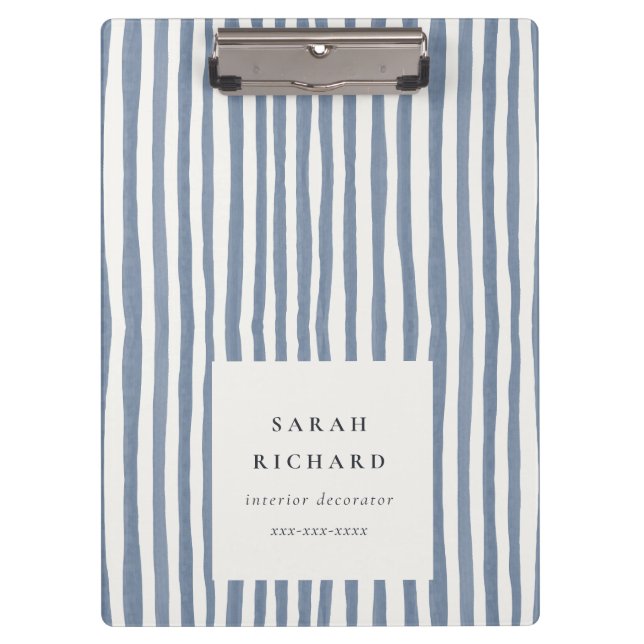 Pranchetas Boho Chic Dusky Blue Watercolor Hand Drawn Strips (Frente)