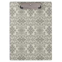 Pranchetas Boho Floral Damask Line Art, Black on Beige