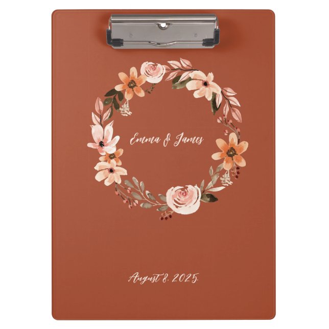 Pranchetas Boho Watercolor Floral Personalizado (Frente)