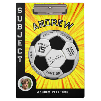Pranchetas Bola de Futebol Amarela Moderna Editável Milestone