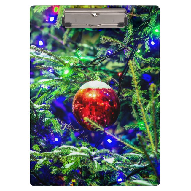 Pranchetas Bola Vermelha de Árvore de Natal Verde (Frente)