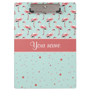 Pranchetas Bolinhas cor-de-rosa personalizadas dos flamingos