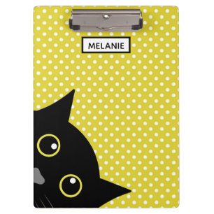 Pranchetas Bolinhas curiosas do amarelo do gato preto