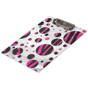 Pranchetas Bolinhas de Zebra Pretas e Rosa