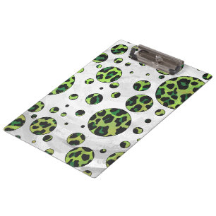 Pranchetas Bolinhas Leopardo Preto e Verde