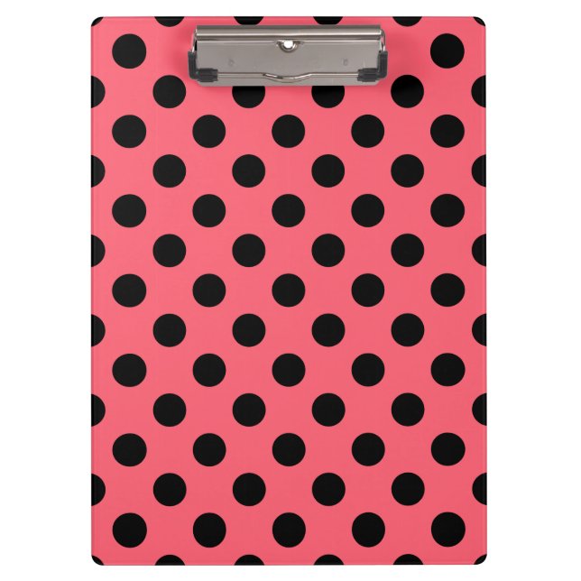 Pranchetas Bolinhas pretas em coral (Frente)