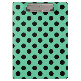 Pranchetas Bolinhas pretas em verde-menta