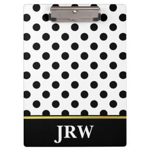 Pranchetas Bolinhas preto e branco Monogrammed feitas sob