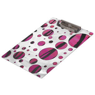 Pranchetas Bolinhas Tigre Quente, Rosa e Impressão Preto