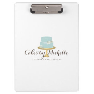 Pranchetas Bolo Azul Elegante com Desordenação do Bolo Floral